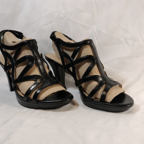 Naturalizer Danya Black Strappy Platform Heels - Picture 1 of 10